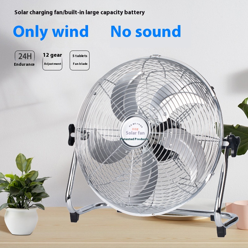 Solar Rechargeable Electric Fan Outdoor Home High-power Wind Student Dormitory Camping Fishing Portable Usb