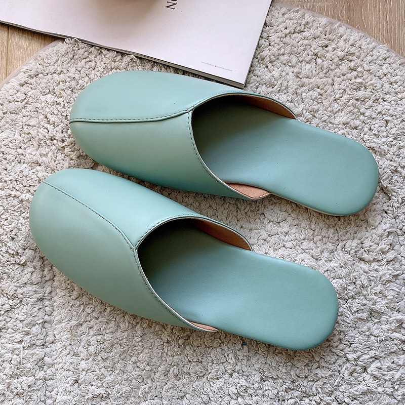 Japanese Style Haining Leather Slippers For Home Use In Spring And Autumn For Men And Women, Anti-slip Couples, Home Can Be Leather Slippers