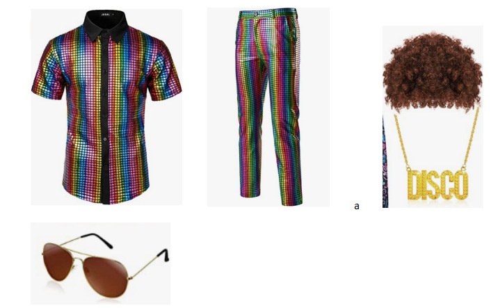 Men's Formal Shirt Sequined Shirt Pants70s Disco Party Cosplay Costume Xuan Zi Animation