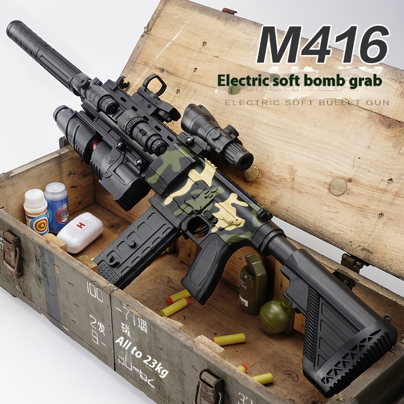 Gatling Electric Rapid- Fire Soft Bullet Toy Gun– M416 Sniper Toy Gun For Boys