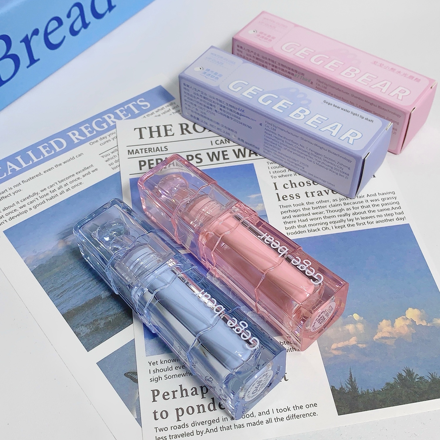 Gege Bear Gege Small Water Gloss Lip Glaze Has ALight Texture,Easy To Use,Whitening Mirror Water Gloss For Students