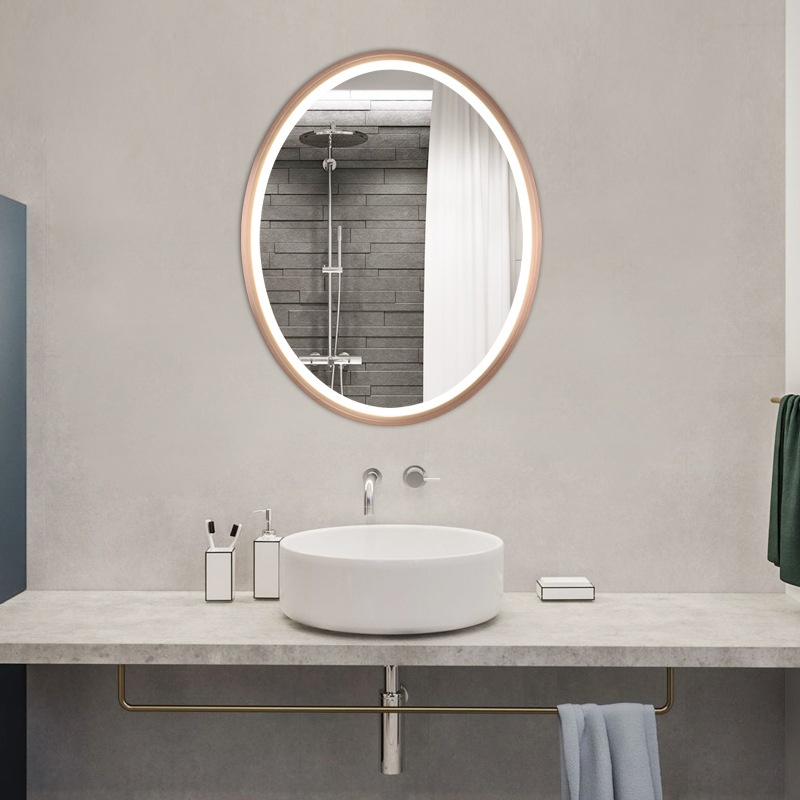 Bathroom Led Aluminum Smart Mirror With Light Anti-fog Hotel Bathroom Oval Bathroom Mirror Customization