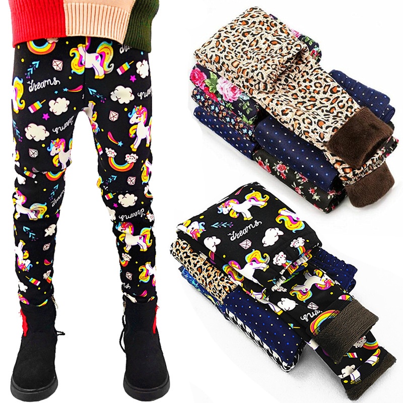 Autumn And Winter Children's Cartoon Velvet Leggings Thickened Warm Trousers Leggings Children's Leggings