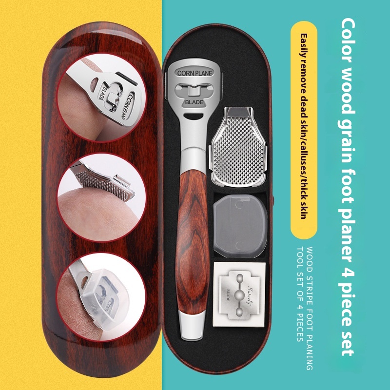 's Color Wood Handle Foot Planer Set Foot Care Dead Skin Foot Plate File Scraper Pedicure Tool