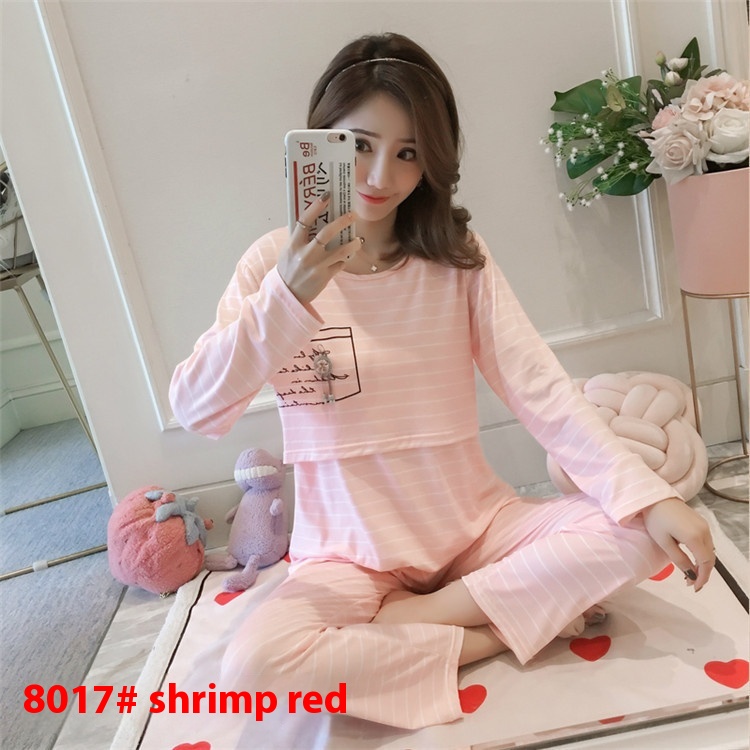 Spring And Autumn Maternity Pajamas, Thin, Cute, Breastfeeding, Confinement Clothes, Long-sleeved Home Clothes Sets, Multiple Options To Choose From