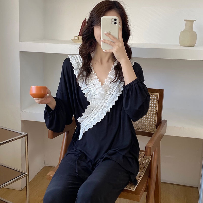 8677 Maternity Wear Summer Thin Modal Confinement Clothes Spring And Autumn Postpartum Breastfeeding Plus Size Pregnant Women