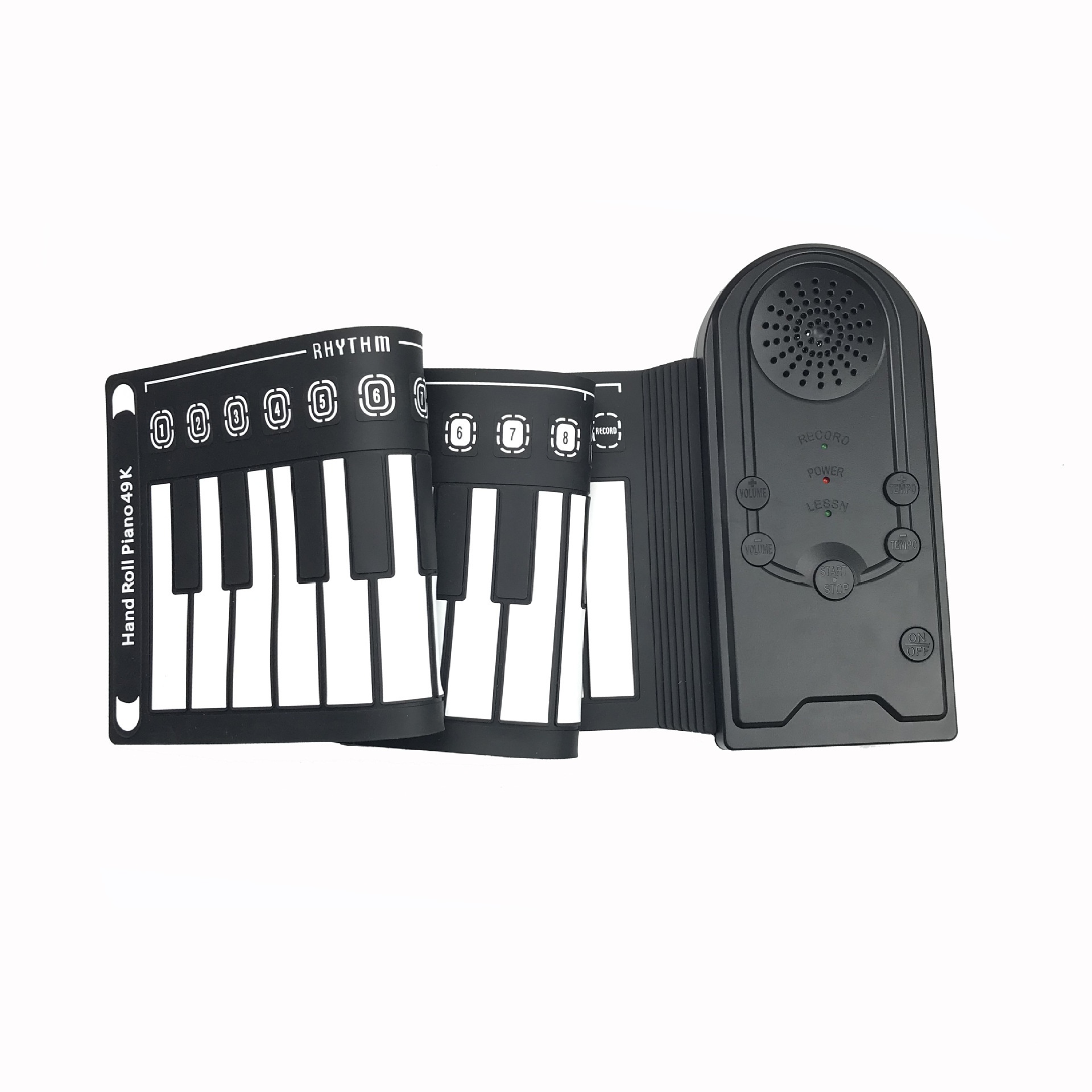 49-key Hand-rolled Piano With Horn Silicone Beginners Children's Portable Folding Electronic Keyboard
