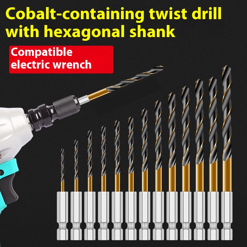 Hexagonal Handle Twist Drill Bit Stainless Steel Drill Bit High Speed Steel Cobalt-containing Twist Drill Electric Wrench Drill Bit4341 Material