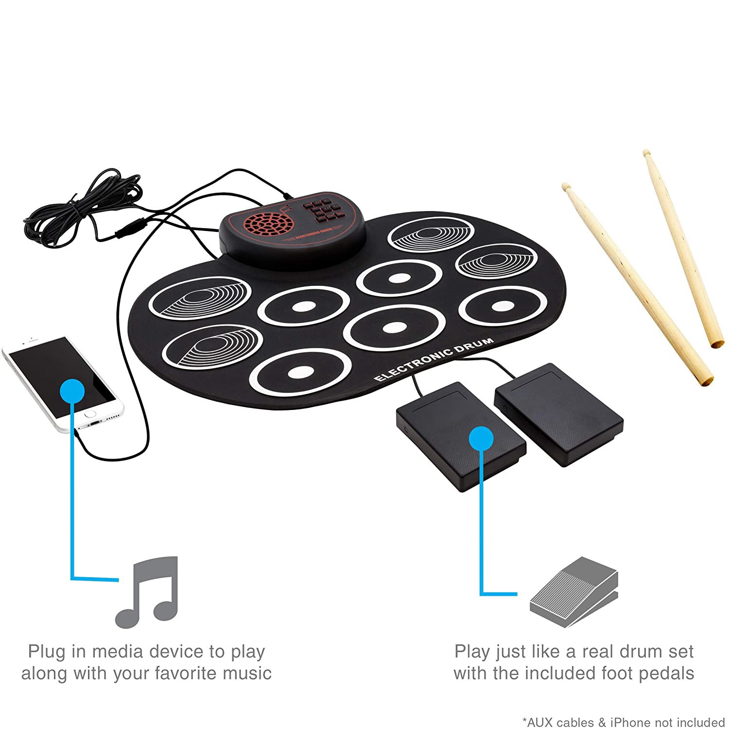 English Hand-rolled Drum Kit For Beginners, Portable Children's Percussiontrument