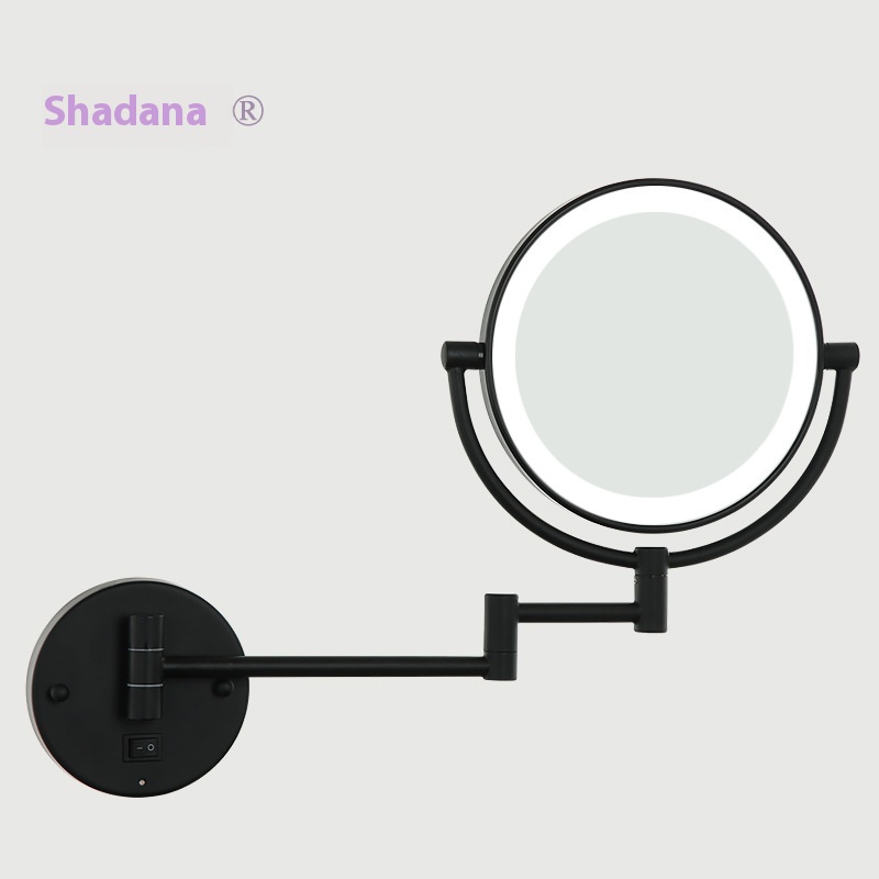 Hotel Bathroom Foldable Wall-mounted L E D Makeup Mirror With Light Double-sided Dressing Magnifying Mirror