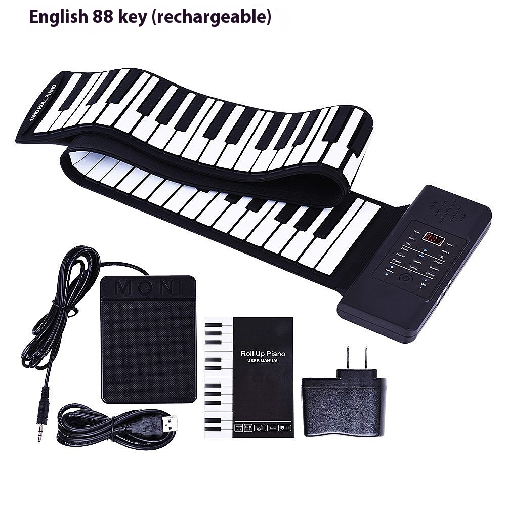 88-key Hand-rolled Piano Thickened Silicone Folding Electronic Piano For Adults Beginners With Chord Version Sustainer