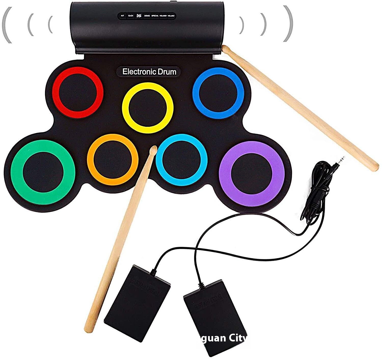 Percussion Electronic Rainbow Drum Set For Adults And Children Beginners Entry-level Portable Electric Drum Practice Hand-rolled Electronic Drum