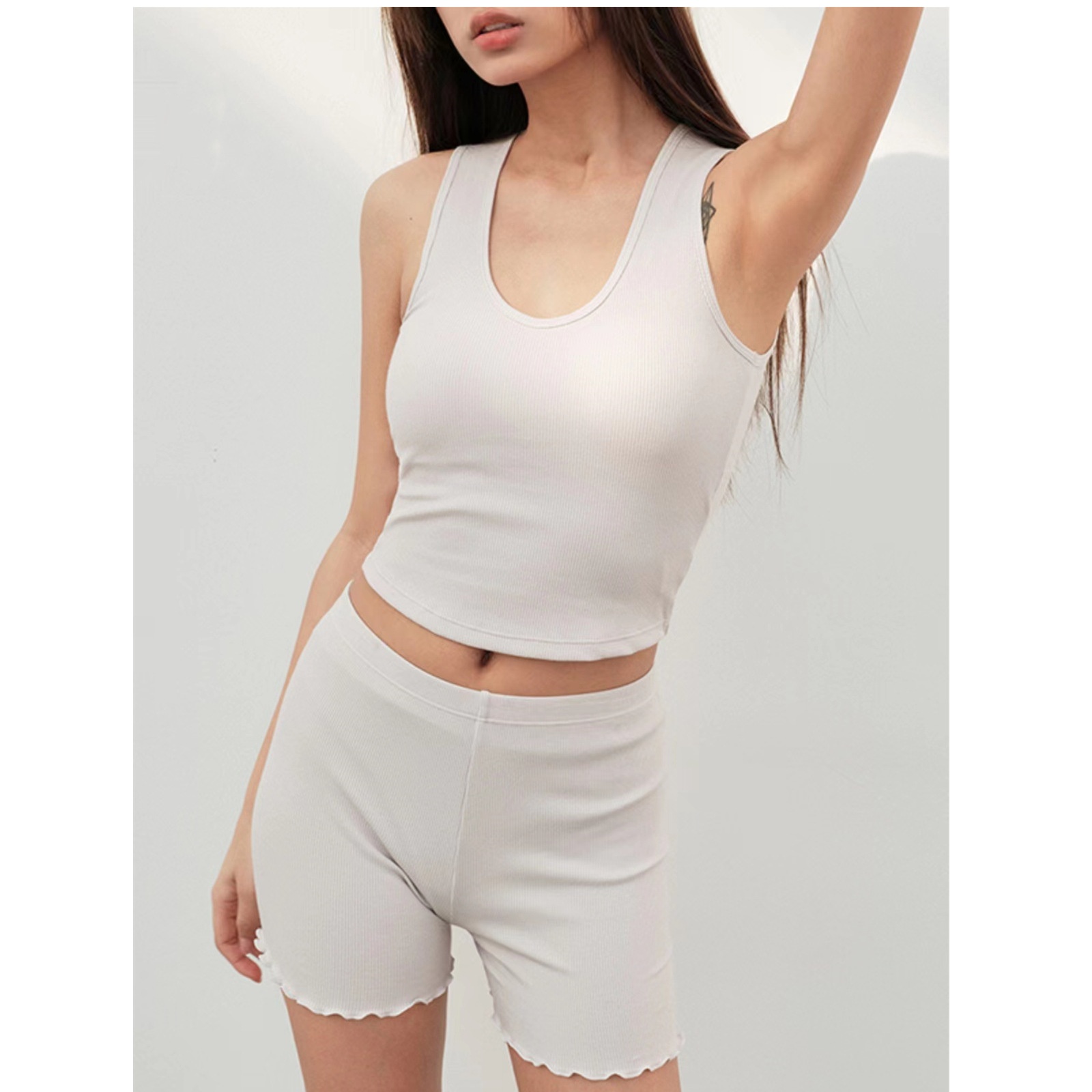 JCSILKGold Cotton Striped3/4 Safety Shorts,Women's Summer Layering Shorts,Wearable As Outerwear,Sexy And Slimming