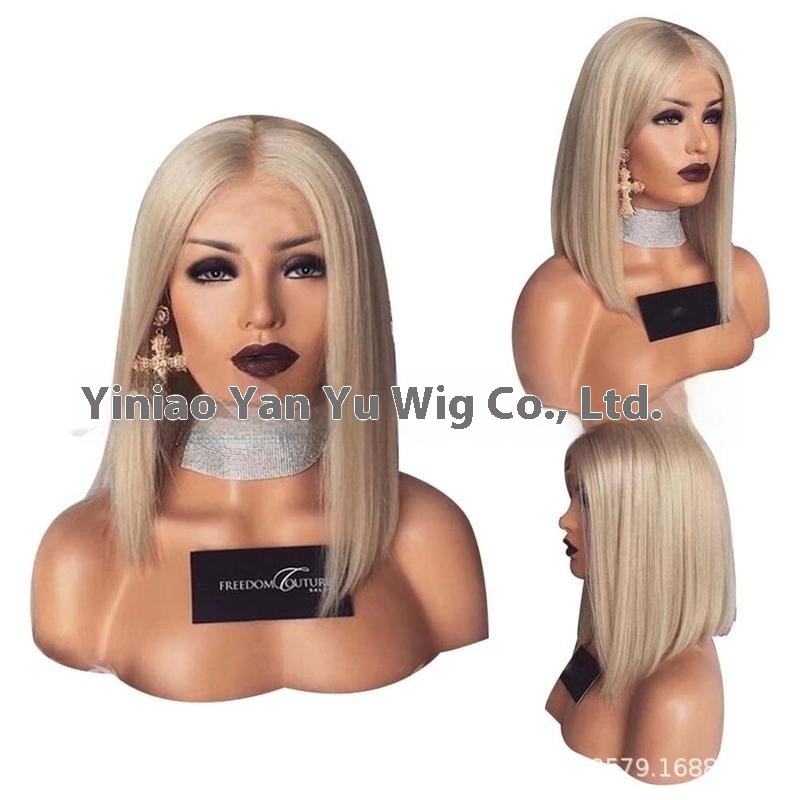 Foreign Trade Style Medium Parted Bob Haircut Women's Short Straight Hair One Piece Dropshipping