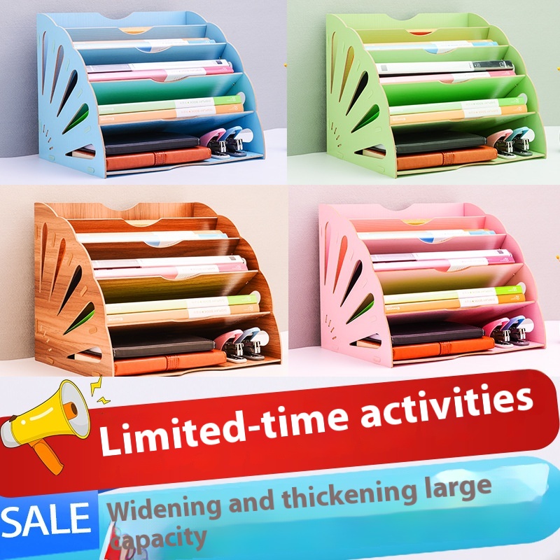 Office Organization Storage Rack Basket File Rack Multi-layer Creative A4 Data Rack Wooden Desktop File Storage Rack