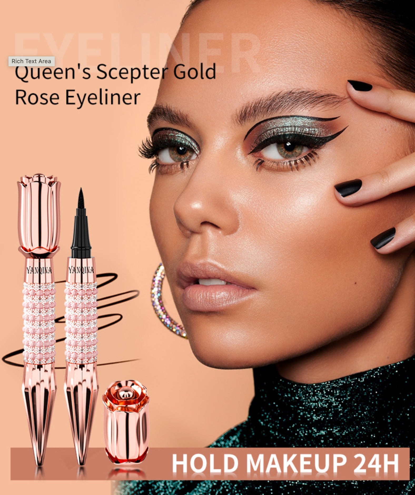 YANQINAWaterproof And Oil-Resistant Black Liquid Eyeliner,Smudge-Proof,Easy To Apply Makeup