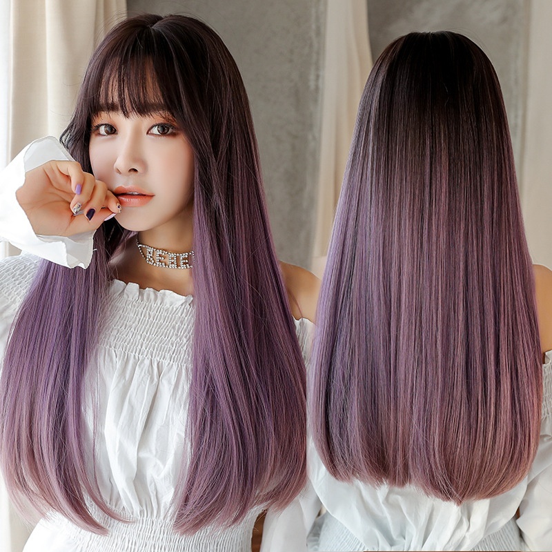 Women's Wig Korean Fashion Realistic Hair Long Straight Hair Wig Jiafa Chemical Fiber Headgear