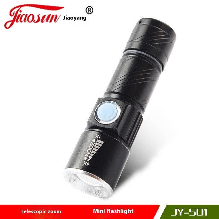 Multifunctional L E D Mini Bright Flashlight U S B Rechargeable Outdoor Lighting Zoom Small Flashlight