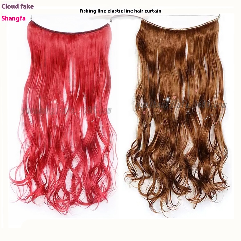 European And American Chemical Fiber Wigs For Women, Colored Highlights, Fish Line Hair Extensions, Curly Hair Curta, Foreign Trade,