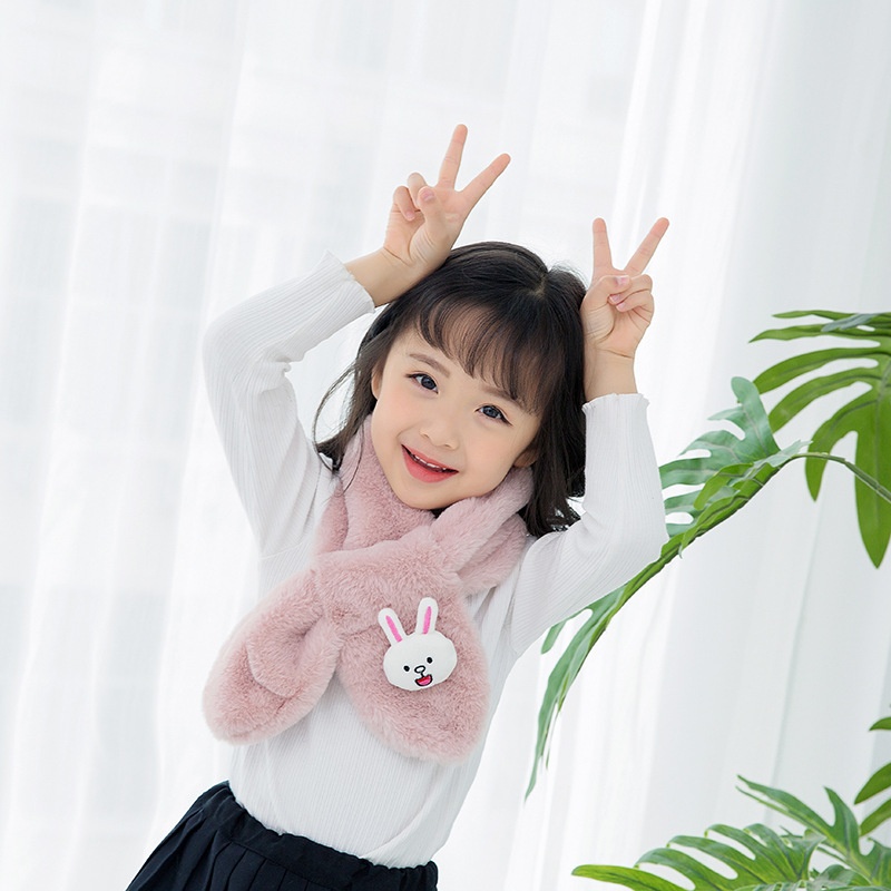 Korean Version Autumn And Winter Plush Children's Scarf Cartoon Plush Scarf For Men And Women Baby Warm Scarf Imitation Rabbit Fur