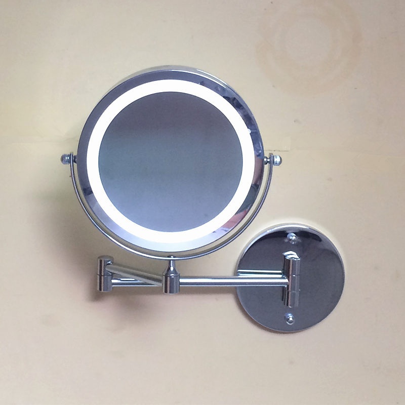 Bathroom Wall-mounted L E D Vanity Mirror Folding Vanity Mirror With Light Telescopic Mirror Double-sided Bathroom Magnifying Beauty Mirror