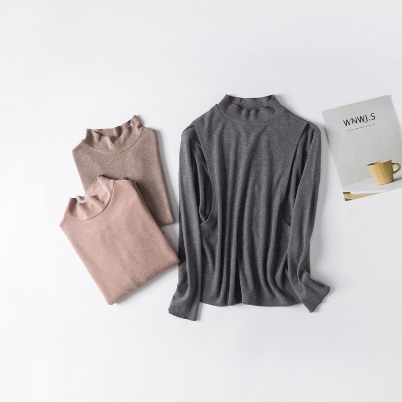 9118 Nursing Tops For Going Out, De Rong Autumn And Winter Inner Layering Shirts For Women, Half Turtleneck, Breastfeeding Clothing
