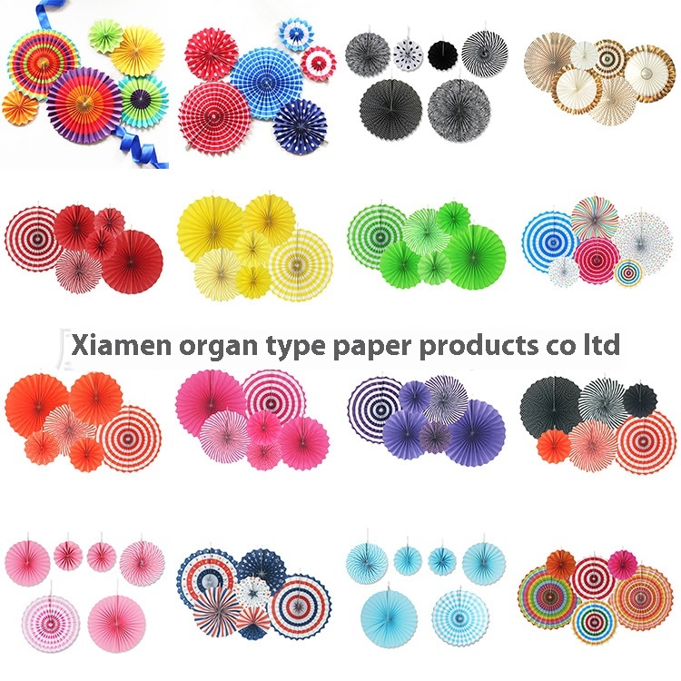 Origami Fan Set Handmade Colored Paper Fan Flower Wedding Birthday Window Background Decoration Hanging Fan