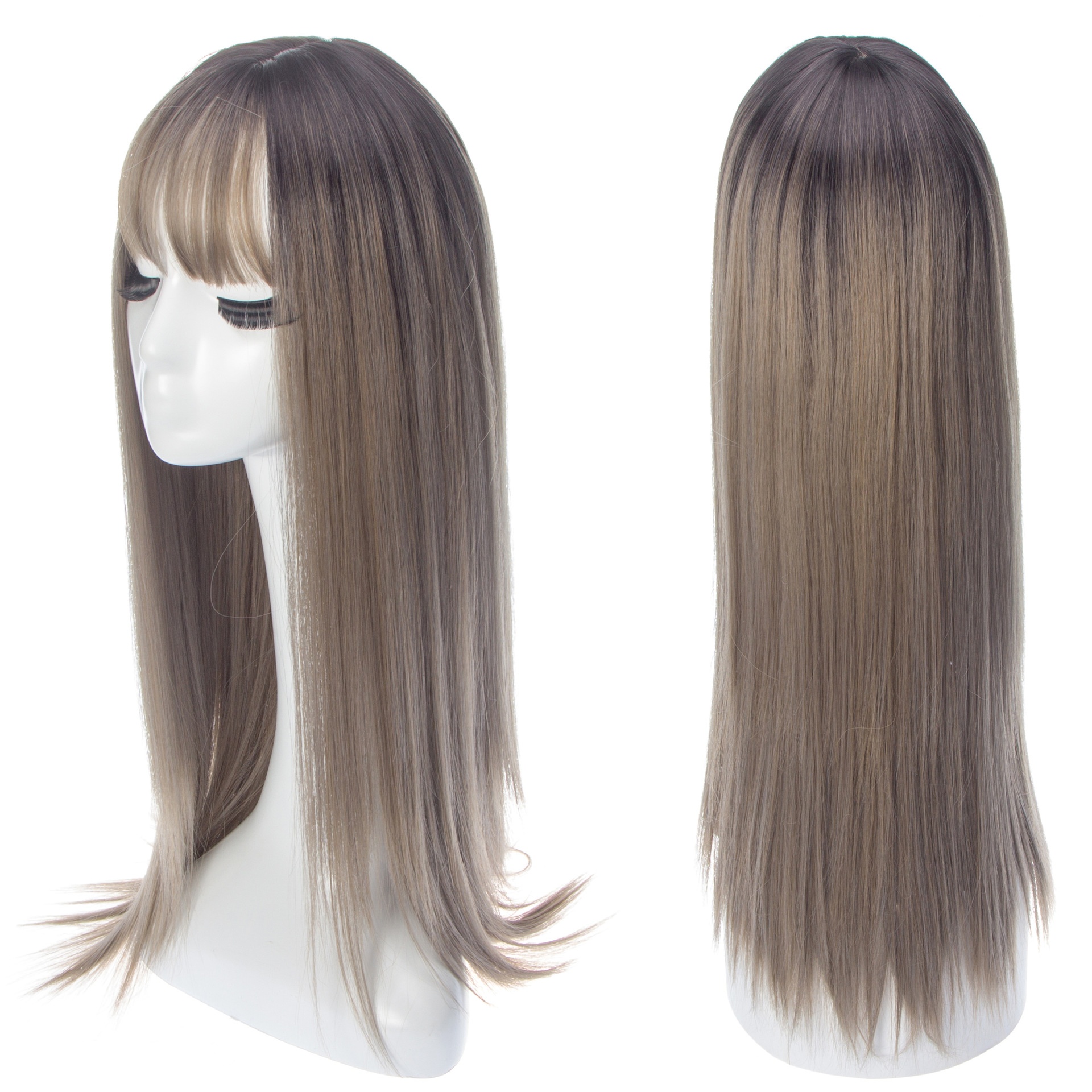Style Long Straight Hair Chemical Fiber Matte High Temperature Silk Natural Simulation Women's Wig With Bangs