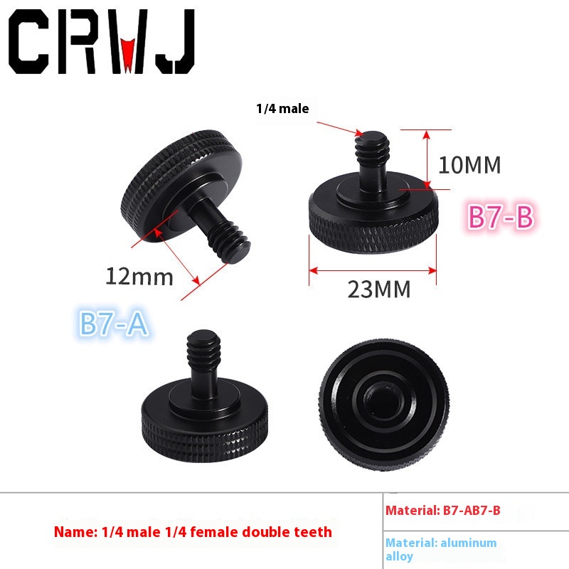 1/4 Male And Female Double-headed Black Camera Screw Suitable For Camera Flash(for L-shaped Bracket Use) Adapter