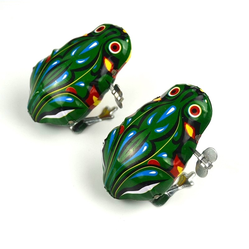 Tin Frog Jumping Frog Bouncing Clockwork Children's Baby Toy Winding Chain80s Classic Nostalgic Street Stall