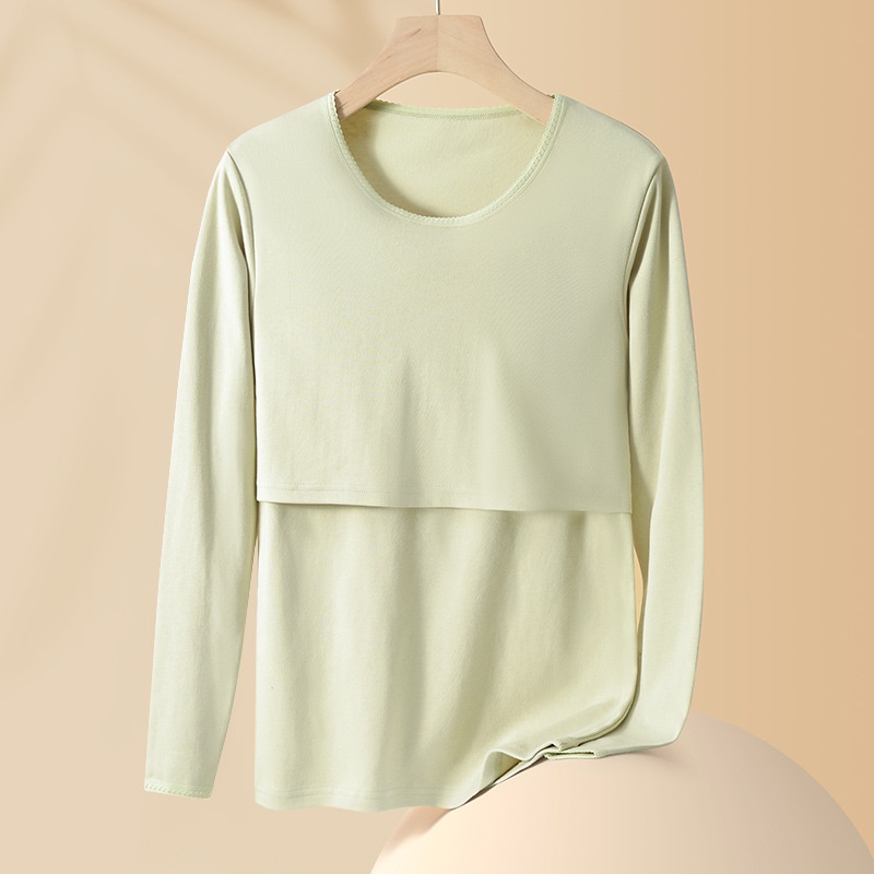 Maternity Autumn Clothing Single-piece Nursing Top Summer Pure Cotton Postpartum Nursing Clothing Spring And Autumn Pajamas Confinement Clothing Bottoming Shirt