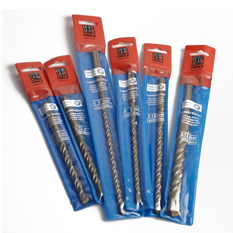 Two Pits And Two Slots, Round Handle, One-word Electric Hammer Drill Bit, Wall-penetrating Concrete Soil Rebar Planting Impact Drill, Carbide Drilling Drill