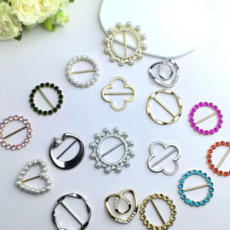 Corner Buckle Knot Buckle T-shirt Decorative Buckle Shirt Hem Fixed Buckle All-match High-end Pearl Diamond Silk Scarf Buckle