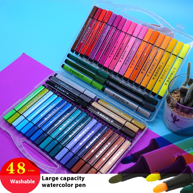 Large Capacity48-color Watercolor Pens For Children's Graffiti12-color Painting Pens For Students36-color Washable Color Pens For Children's Stationery