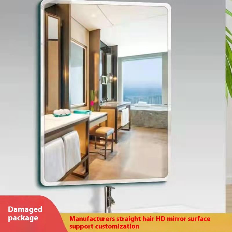 Bathroom Mirror Wall-mounted Punch-free Glass Makeup Mirror Bathroom Wall-mounted Bathroom Toilet Wall-mounted Bathroom Mirror Self-adhesive