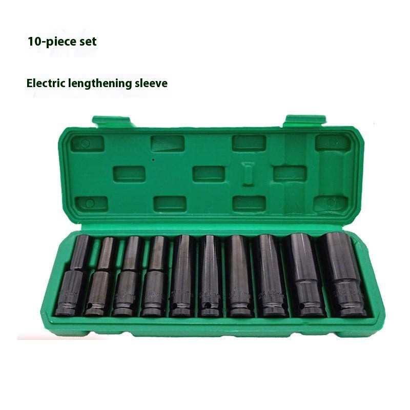10-piece Set Of1/2 Electric Wrench Hexagonal Extended Socket Head Rack Worker Small Wind Cannon Big Flying Set