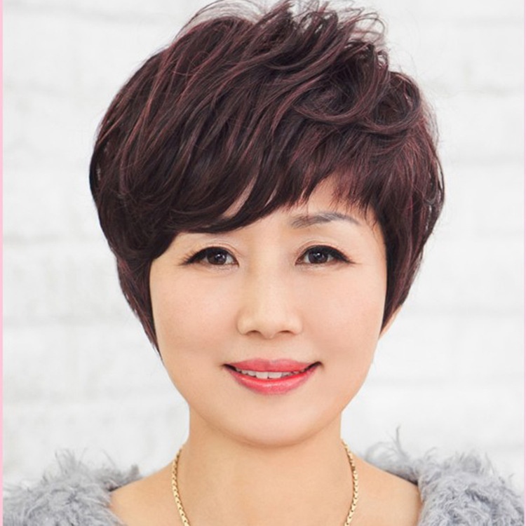 Middle-aged And Elderly Wigs With Short Hair Curls, Fluffy Short Curly Hair, Women's Hairstyle, Mother And The Elderly, Whole Wig Set