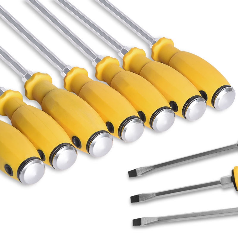 Quanfeng Chrome Vanadium Steel Screwdriver With Core Handle, One-word Cross Can Knock Through Core Screwdriver, Hand Tool Screwdriver