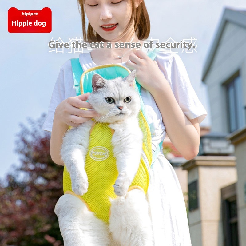 Breathable Cat Carrier For Outdoor Use:All-Season Color-Block Pet Chest Bag,Portable Travel Backpack For Small Dogs