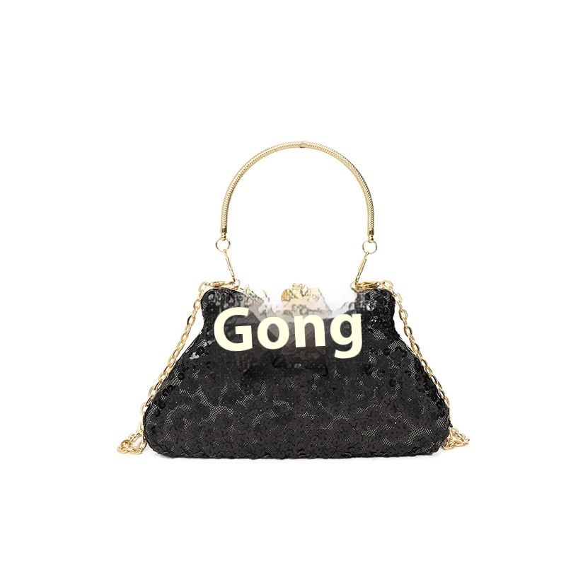 Personalized Sequined Evening Bag Niche Textured Shoulder Messenger Bag Temperament Simple Chain Small Square Bag