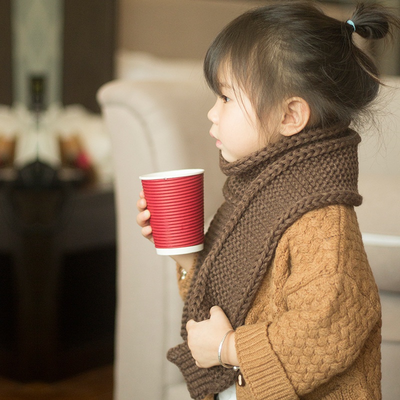 Korean Autumn And Winter Children's Scarf,y Knitted Baby Scarf, Solid Color, Cute And Versatile Scarf For Boys And Girls