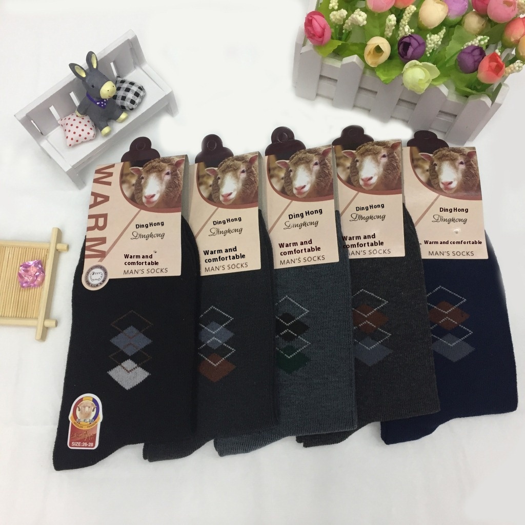 Dinghong Wool Socks Men's Mid-calf Business Socks Autumn And Winter Thickened Women's Socks Mid-calf Socks Street Stall Elderly Socks