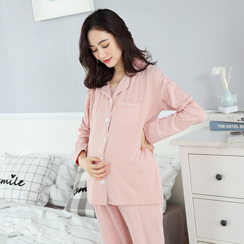 Women's Thickened Long-sleeved Maternity Wear, Cotton Confinement Clothes, Autumn And Winter Nursing Clothes, Maternity Pajamas Set