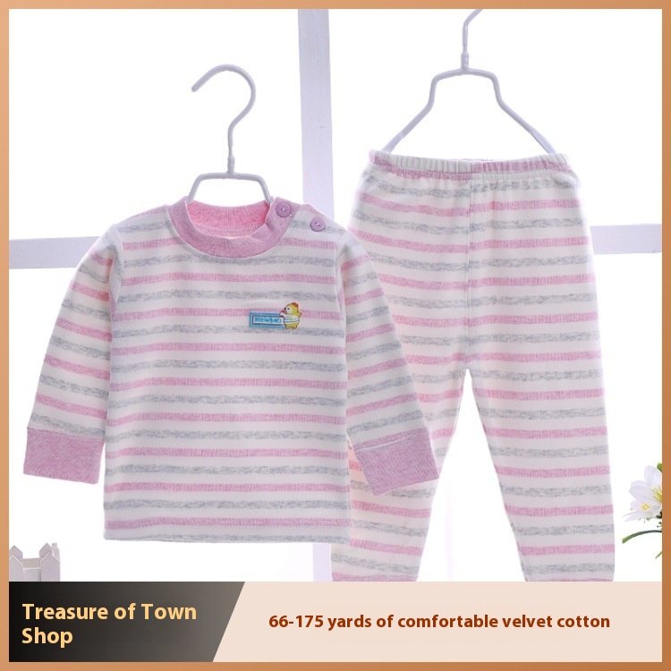 Autumn And Winter Shu Velvet Cotton Children's Underwear66-175 Sizes Infants, Children And Teenagers Brushed Warm Suit Open