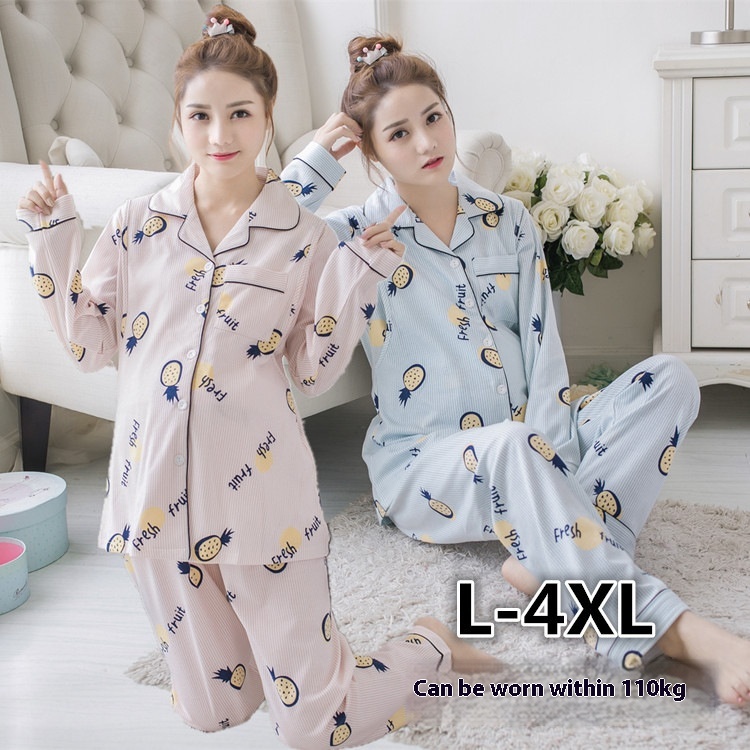 Spring And Autumn Cotton Plus Fat Plus Size Maternity Breastfeeding Pajamas For Women Summer Fat M M200 Pounds Confinement Clothing Set