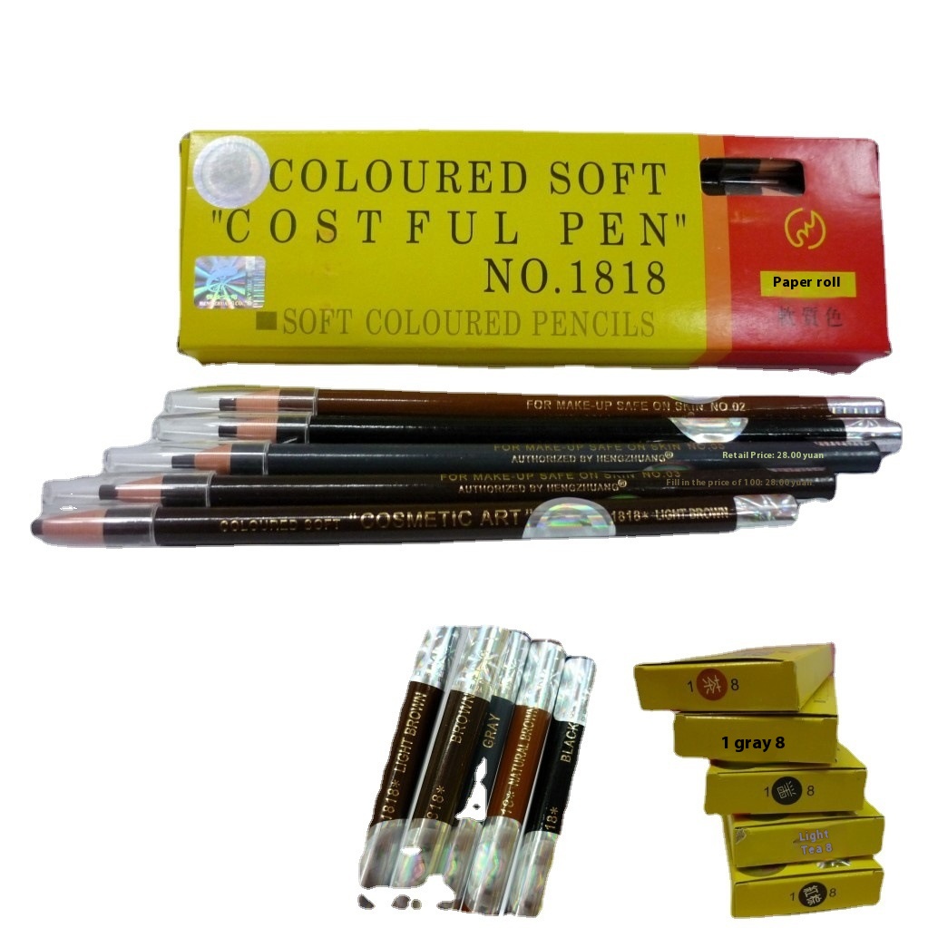 Threaded Eyebrow Pencil Anti-counterfeiting Label1818 Korean Eyebrow Pencil Anti-sweat Studio Paper Roll Eyebrow Pencil Dry Refill