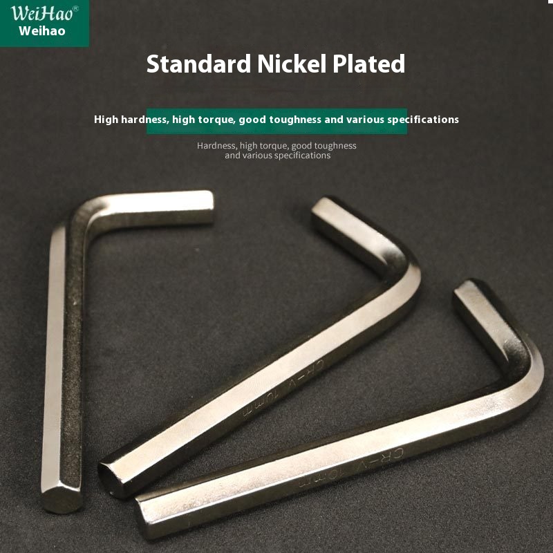 Weihao Brand1.5~22mm Nickel-plated Hexagonal Wrench Single Metric L-type7 Small Wrench Flat Head Hexagonal Key