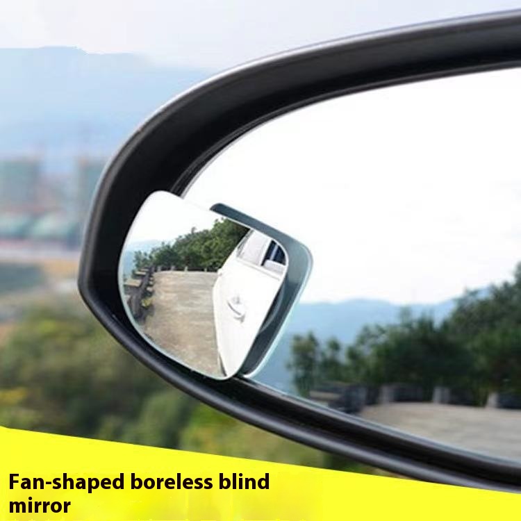 Boundless Small Round Mirror Car Large Field Of View Rear View Auxiliary Mirror Car High-definition Curved Mirror Fan-shaped Blind Wide-angle Mirror