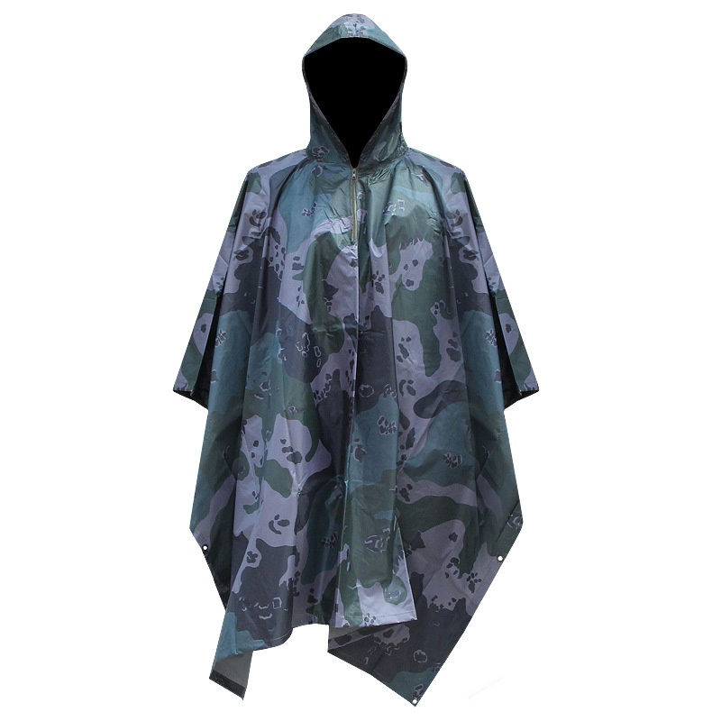 Square Backpack For Adult Outdoor Camping Multifunctional Three-in-one Camouflage One-piece Raincoat Cloak Poncho