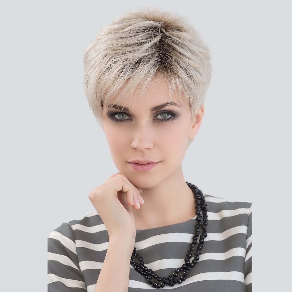 European And American Fashionable White Female Wigs Fluffy Dyed Deep-rooted Short Hair High-temperature Silk Headgears